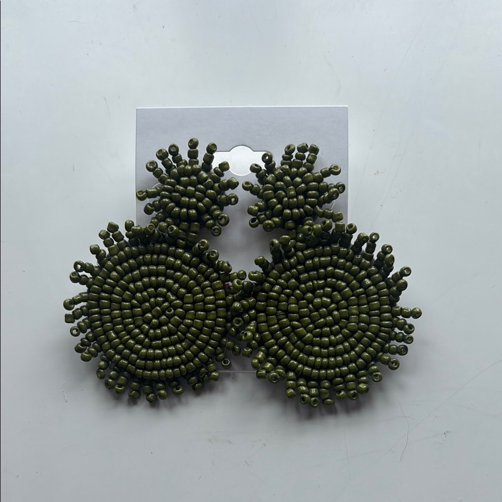 Elegant Green Beaded Earrings